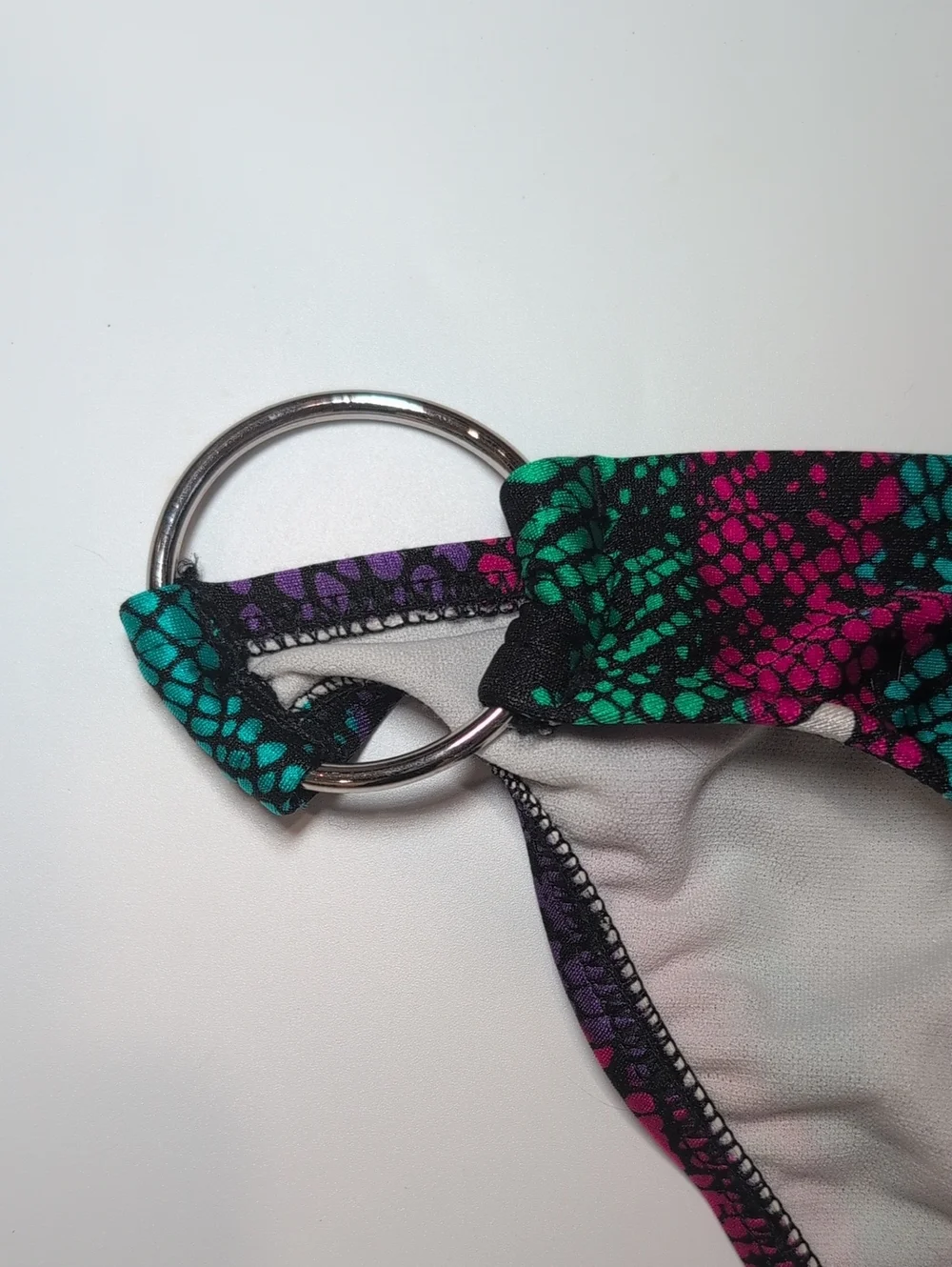 Xhilaration Black Teal Purple Pink Snake-Print Bandeau Bikini